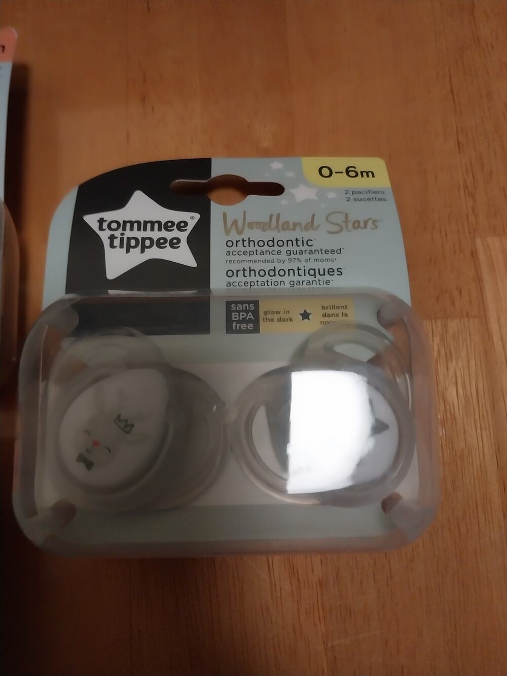 Tommee Tippee 0-6 Month Orthodontic Pacifers Woodland Stars Glow In The Dark